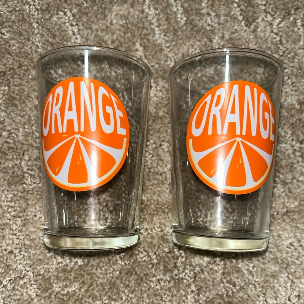 Vintage Luminarc Clear Graphic Orange Slice 4” Juice Glass 6 oz Set of 2